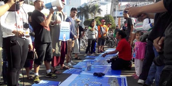 Aksi Kumpul 'Koin untuk Australia' juga digelar di Bundaran HI