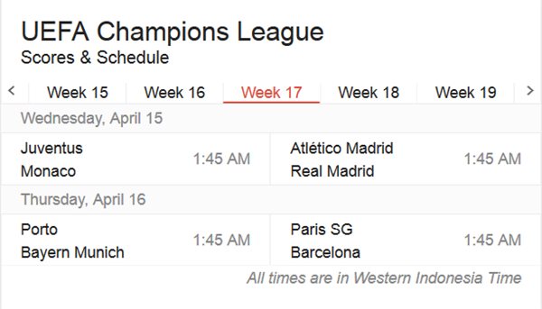 Jadwal Lengkap Liga Champions pada Minggu Ini 2
