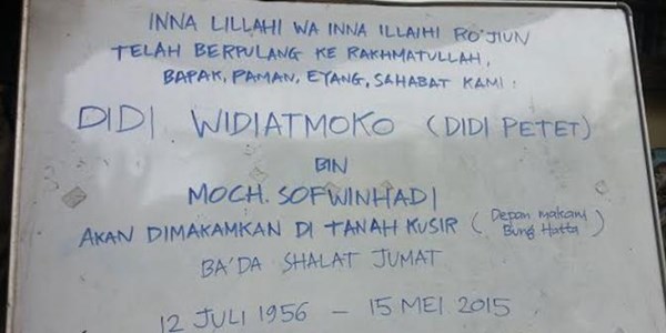 Meninggal karena Asam Lambung, Didi Petet Dimakamkan Siang Ini